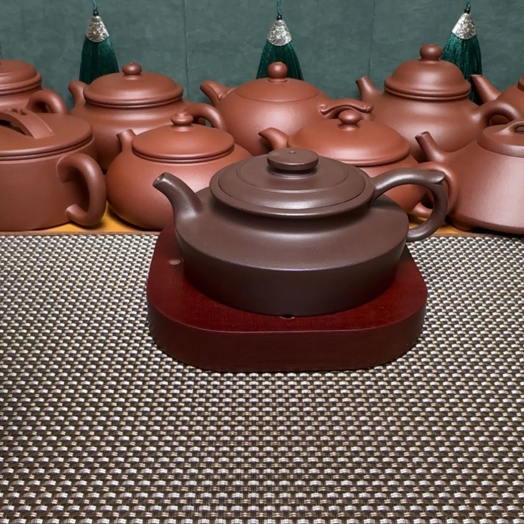 紫砂茶壶老紫泥半手工古卣华亭160ml