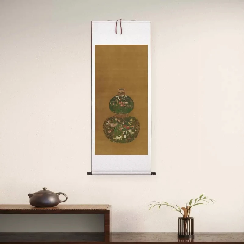 [高清复刻]元·陈琳《葫芦花瓶》立轴，馆藏级艺术微喷工艺装饰画