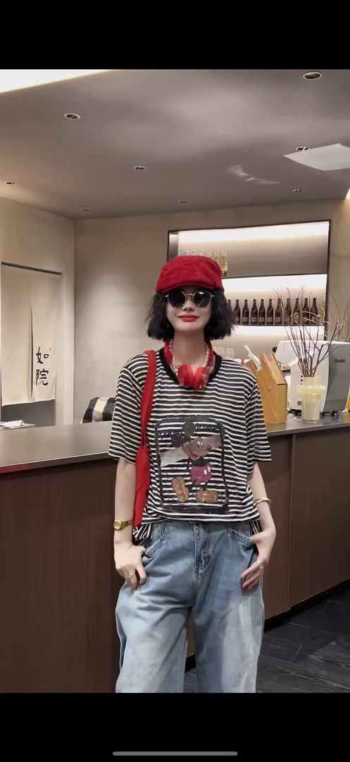 78号常规立体裁剪厚款圆领撞色百搭女士小衫