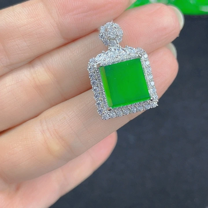 翡翠银S925镶嵌吊坠(不含链)