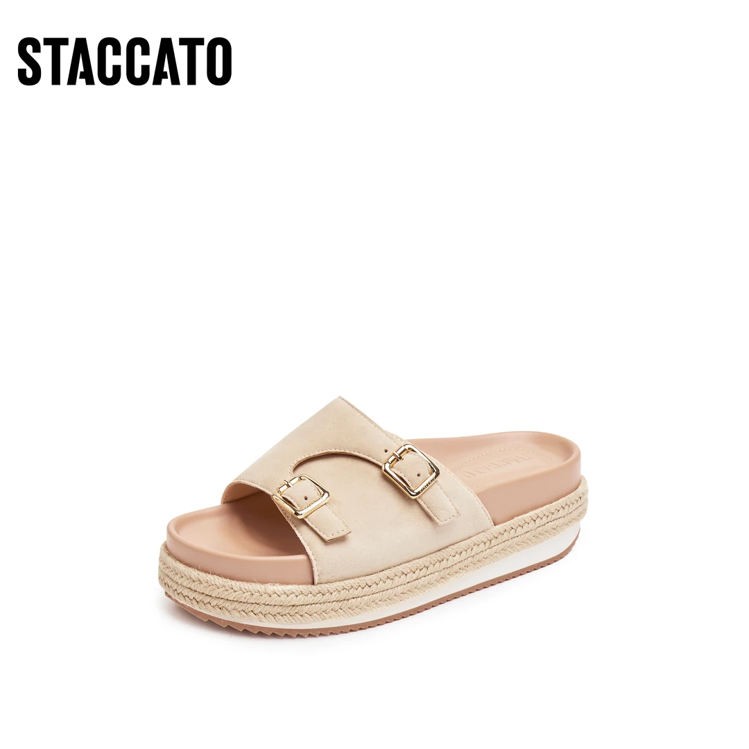 思加图2025新款复古勃肯鞋厚底增高一字拖外穿女凉鞋H2265BT5