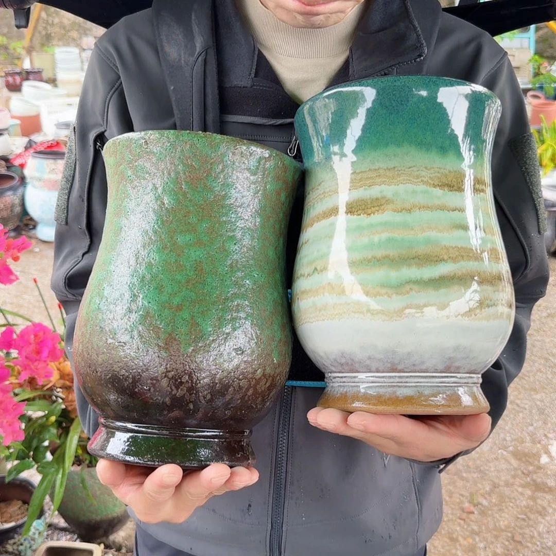 紫砂花盆口17高25（两个葫芦新款