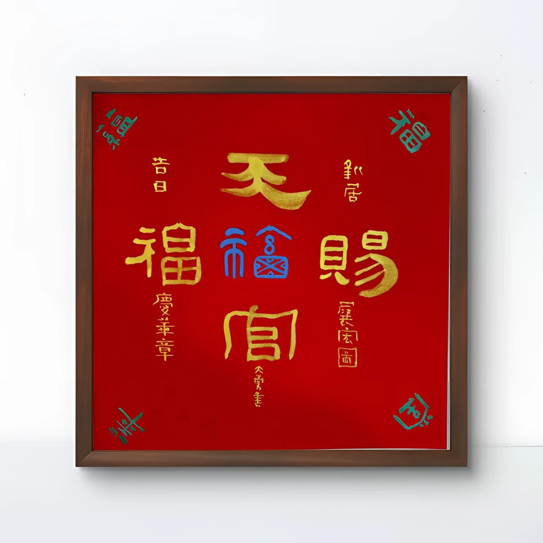 [侯振勇-中书协会员]手绘33cm*33cm《福》装饰画书法