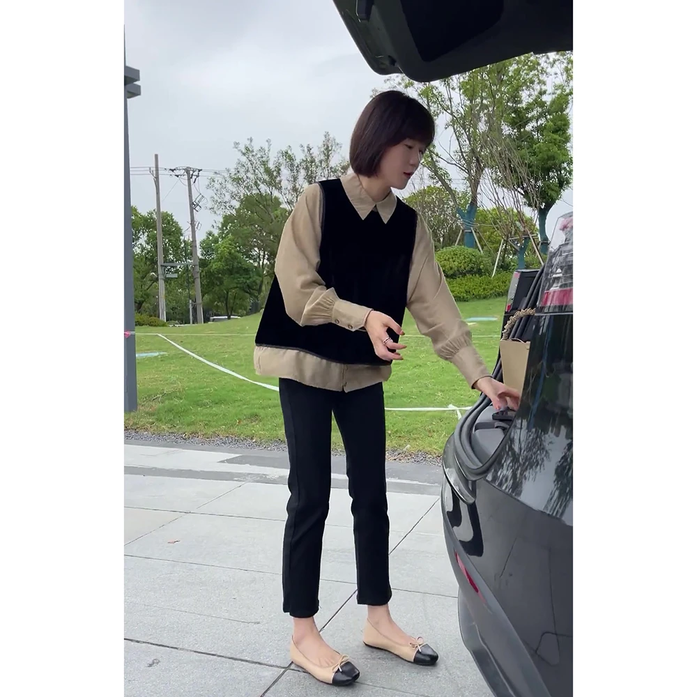 秋季新款女装成套搭配减龄职业套装小香风设计感假两件衬衣两件套