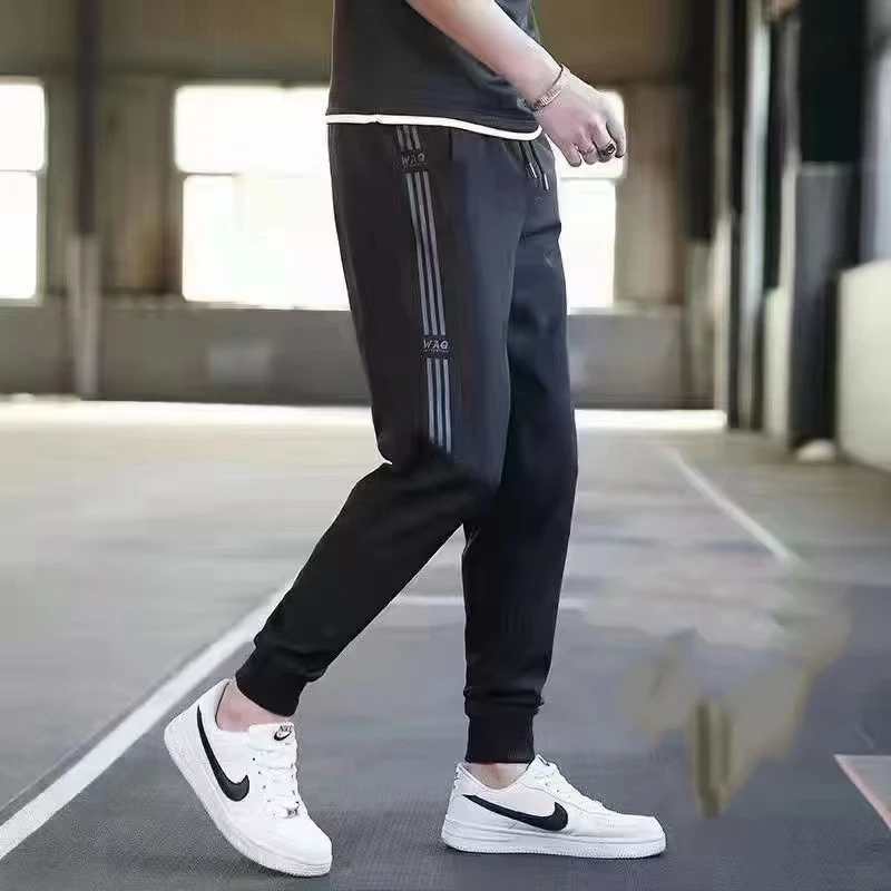 恒鑫安男士字母杠速干休闲裤