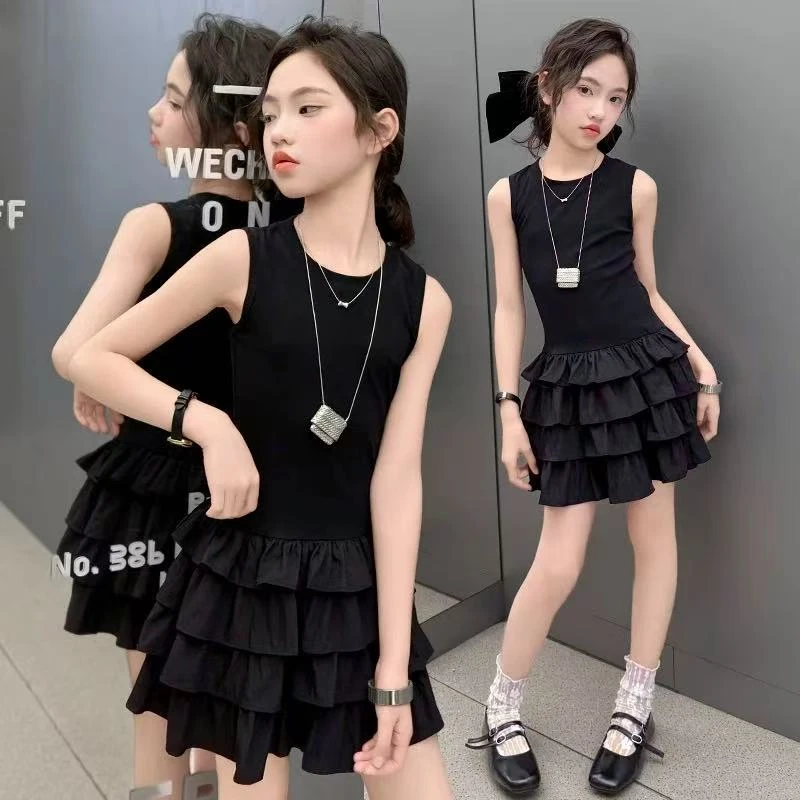 女童蛋糕裙夏季2025新款儿童生日礼服裙子夏装女孩背心连衣裙洋气