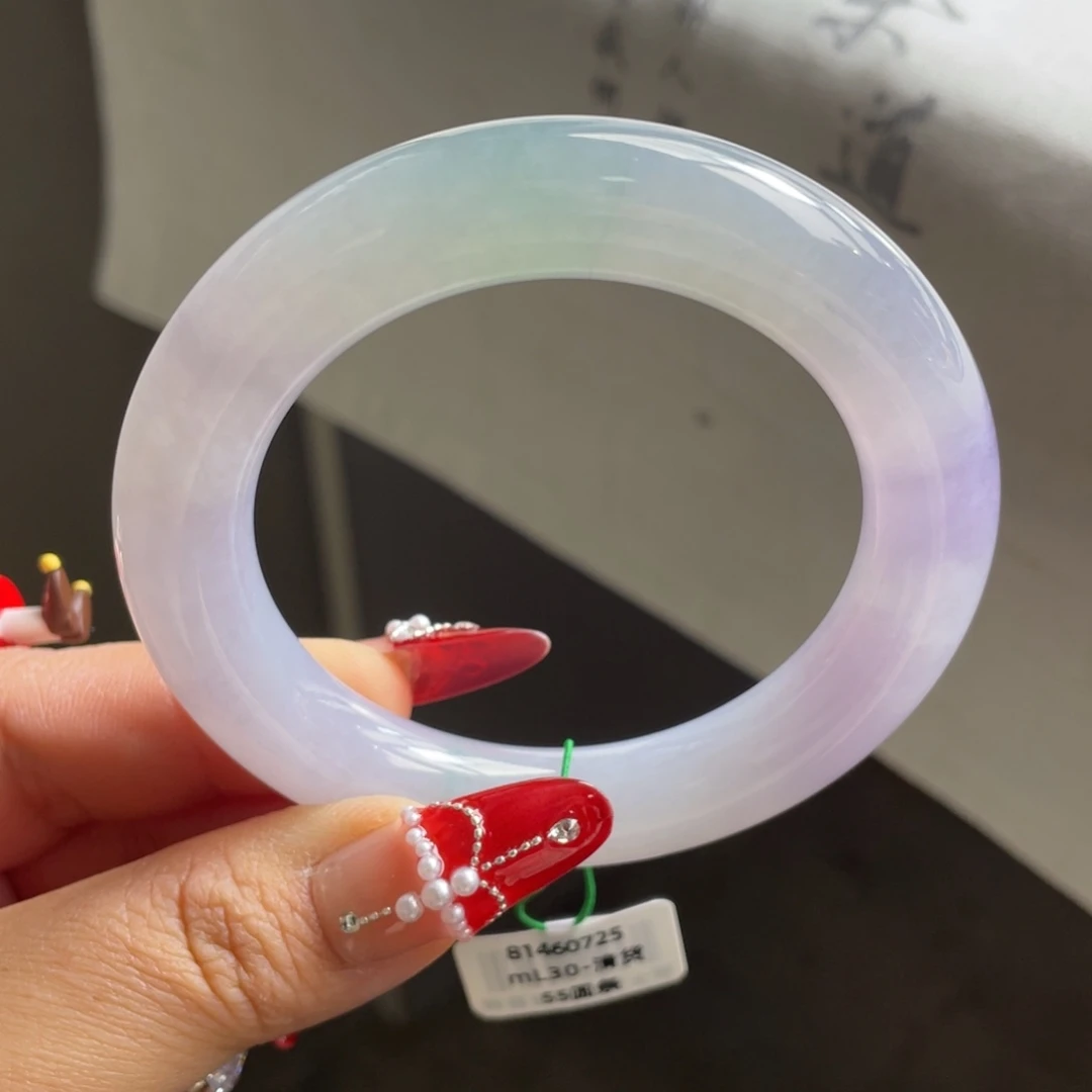 翡翠未镶嵌手镯【清货亏出】糯冰粉紫胖条手镯