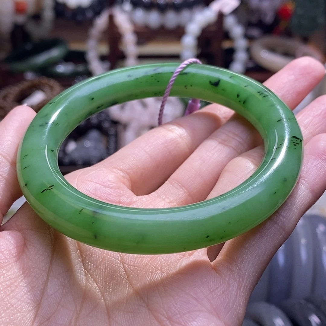 颈饰未镶嵌和田玉碧玉乌兰海团体手镯55圈口