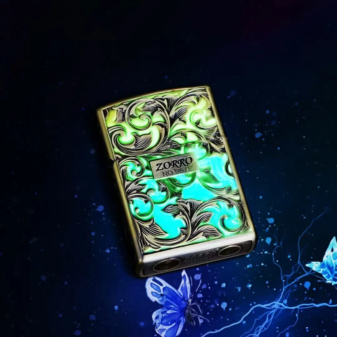 ZORRO佐罗青铜【夜光七彩唐草】防风煤油打火机（新机无油）