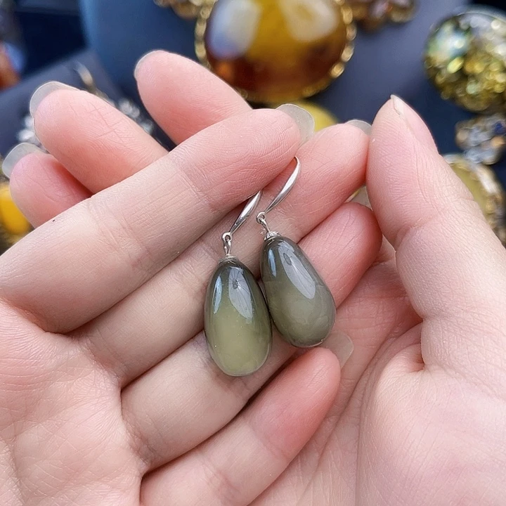 琥珀银S925镶嵌裸石