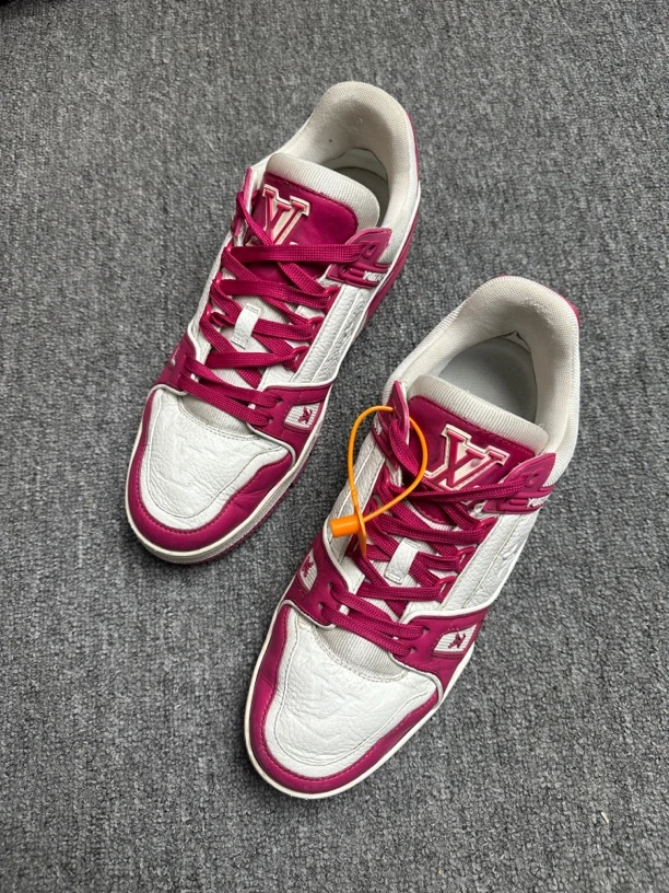 90新 LouisVuitton/路易威登 板鞋/ lv trainer 白紫/7吗