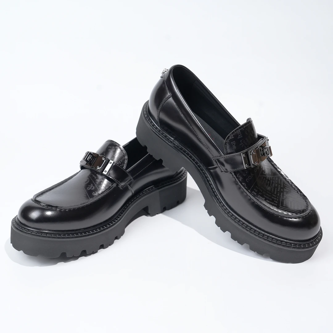 【黑风乐福鞋】LEIZILEI原创设计小牛皮厚底时尚百搭一脚蹬休闲皮鞋