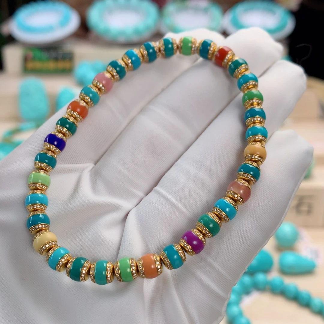 绿松石挂件18K金镶嵌