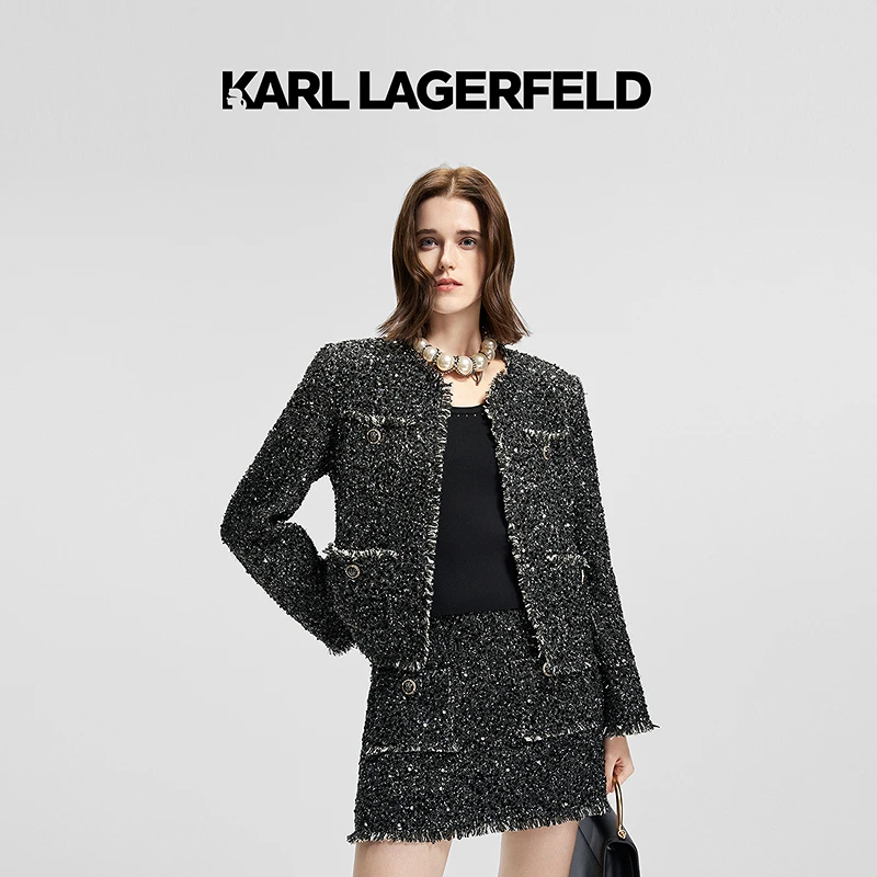 【晨粉专享价】KARL LAGERFELD2025春季新款花呢外套M21E1516