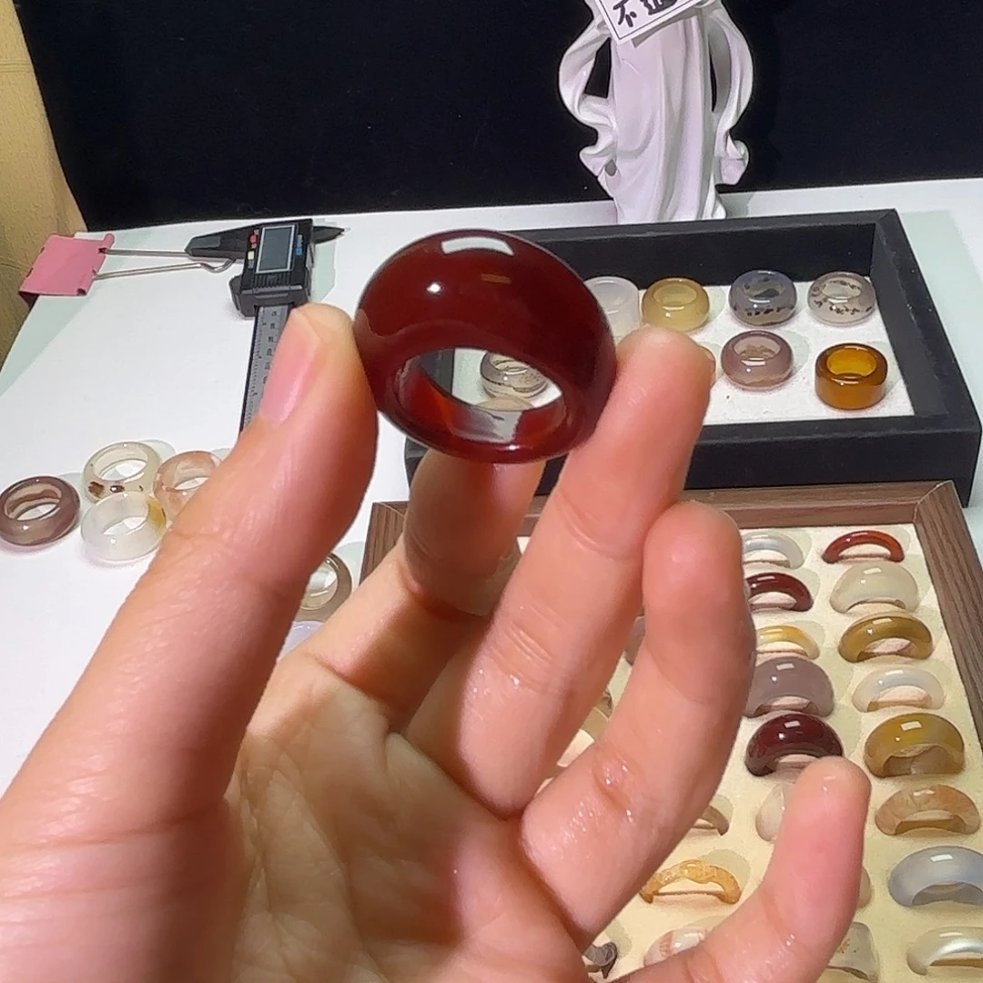 玛瑙/玉髓未镶嵌戒指12号 港15第二件福利价不退换