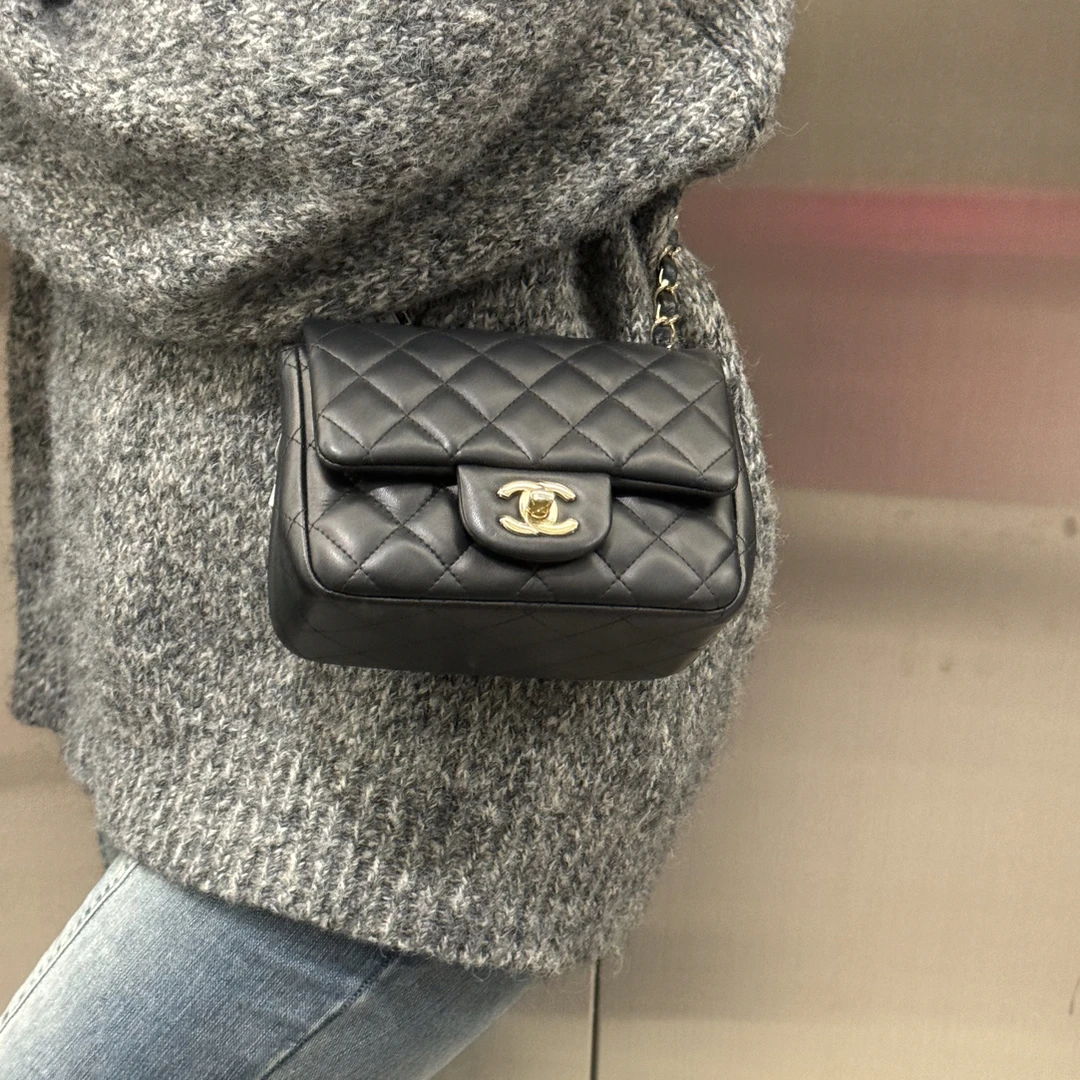 99新 Chanel/香奈儿 天天黑金方胖斜挎包