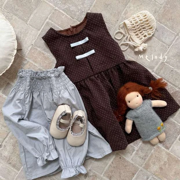 女童新款洋气韩版蝴蝶结背心公主裙两件套