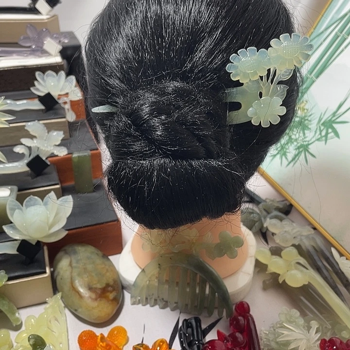 蛇纹石玉合金发饰