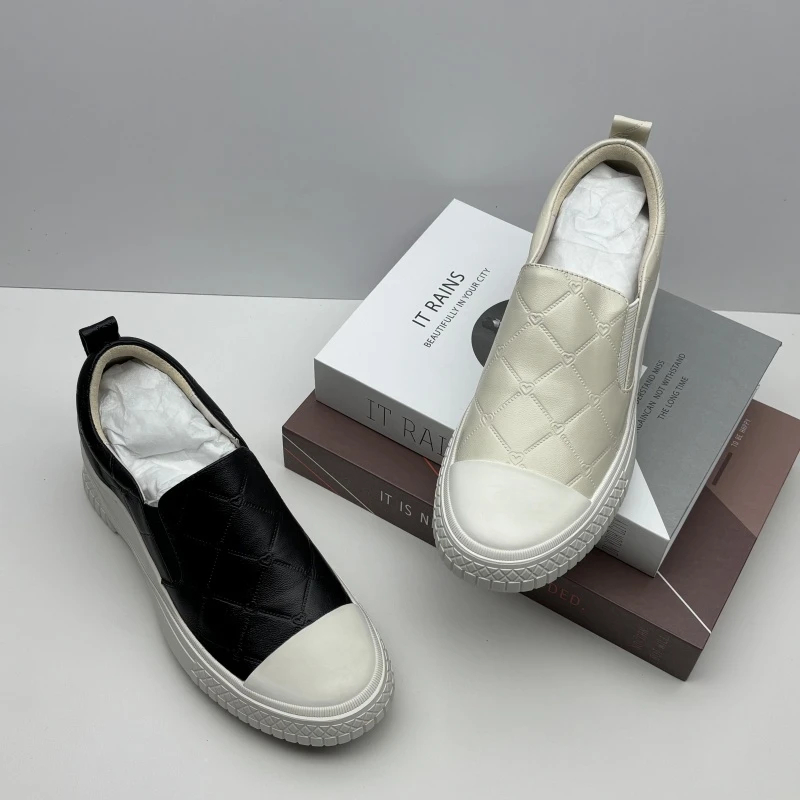 品牌撤柜时尚女鞋增高休闲风圆头透气单鞋春季新款真皮气质小白鞋