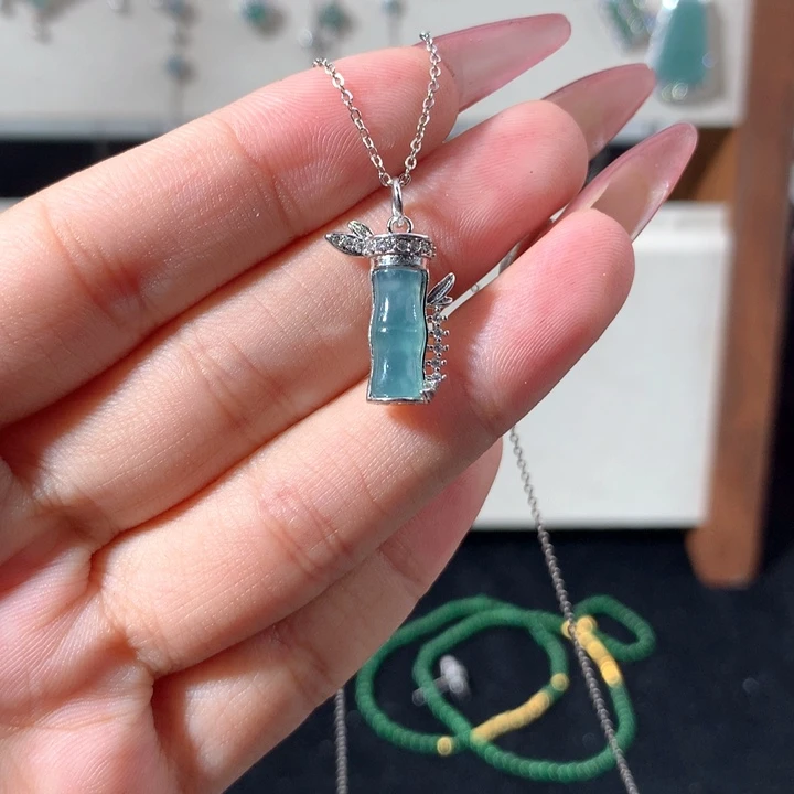 翡翠银S925镶嵌颈饰587蓝