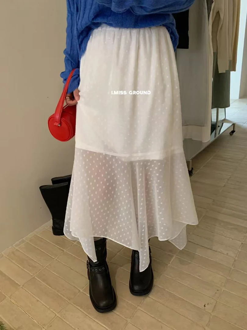 imiss@60723 韩版时尚气质设计感不规则下摆网纱半裙 7-5