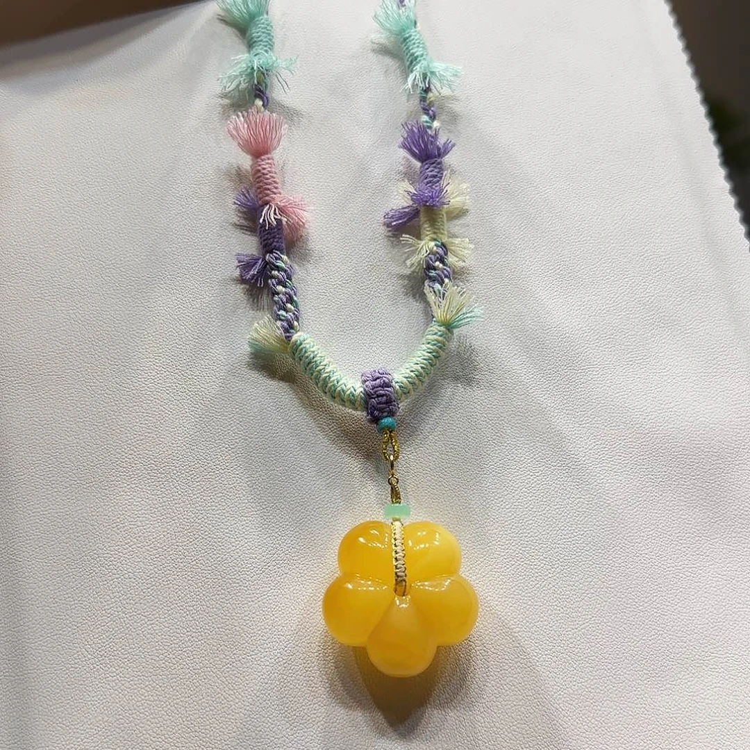 蜜蜡未镶嵌项链蜜蜡花