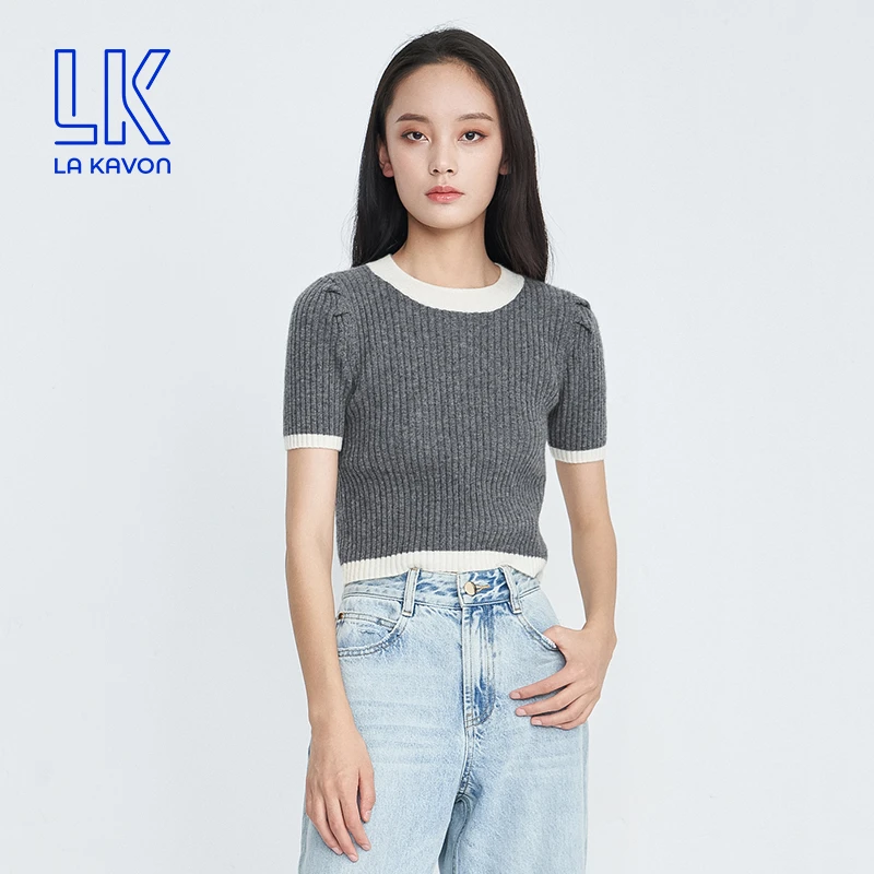 【辛小北专属】常规春夏女修身圆领短款百搭毛针织衫通勤ZA3M564TC