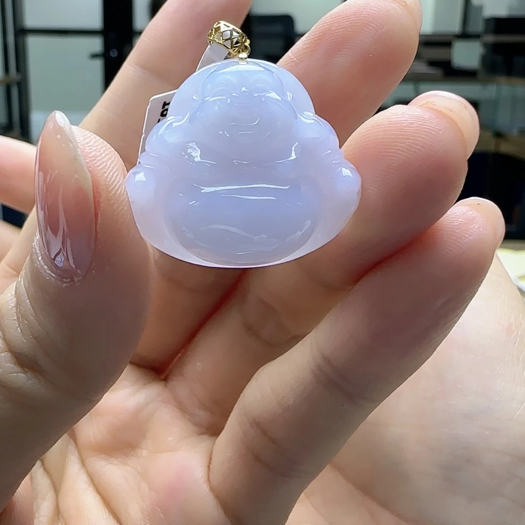 翡翠颈饰18K金镶嵌佛公