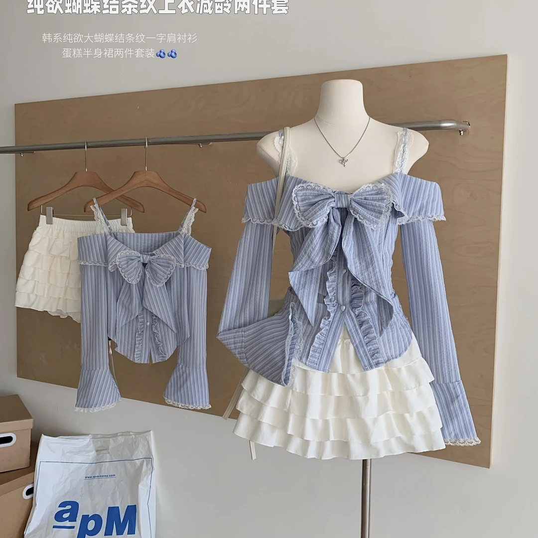 瑞茜·威瑟斯 牛津札记 早秋学院风显瘦设计感感上衣半裙套装