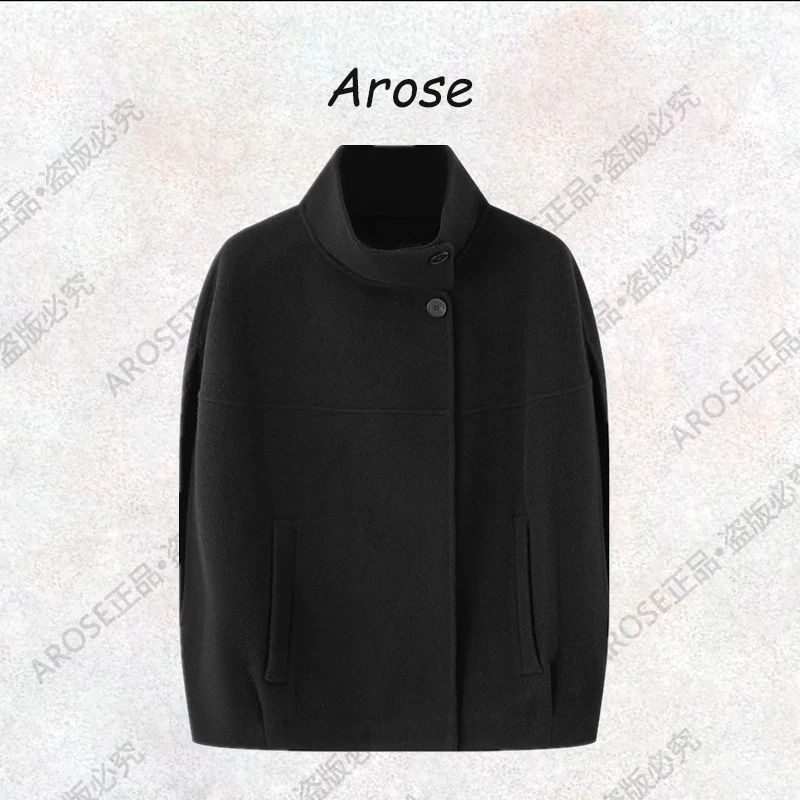 【AR0SE•正品】2025秋季立领薄款无袖民族风短款毛呢马甲外套154003