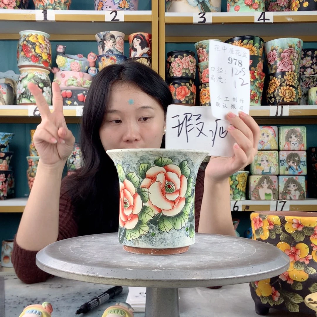 景德镇手工花盆978