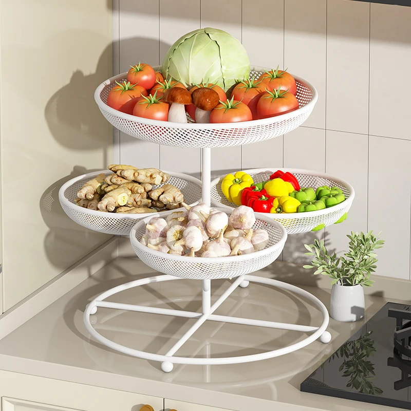 蔬菜收纳架家用旋转果蔬置物架厨房多层整理架简易姜蒜辣椒储物架