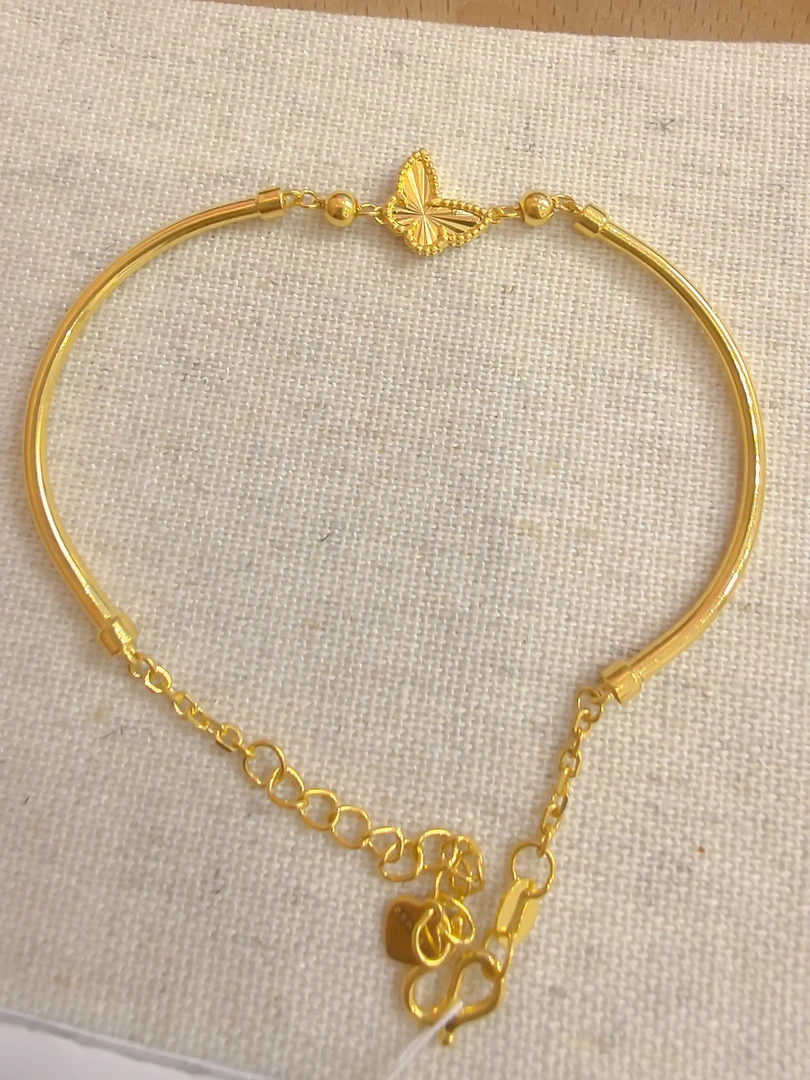 足金999镭射蝴蝶半镯手链5G黄金手链精致百搭黄金手链4066