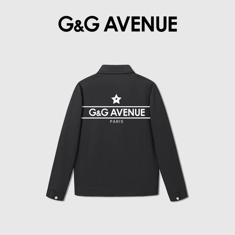 法国G&G AVENUE时尚百搭休闲潮流长袖秋季翻领正肩显瘦夹克外套男