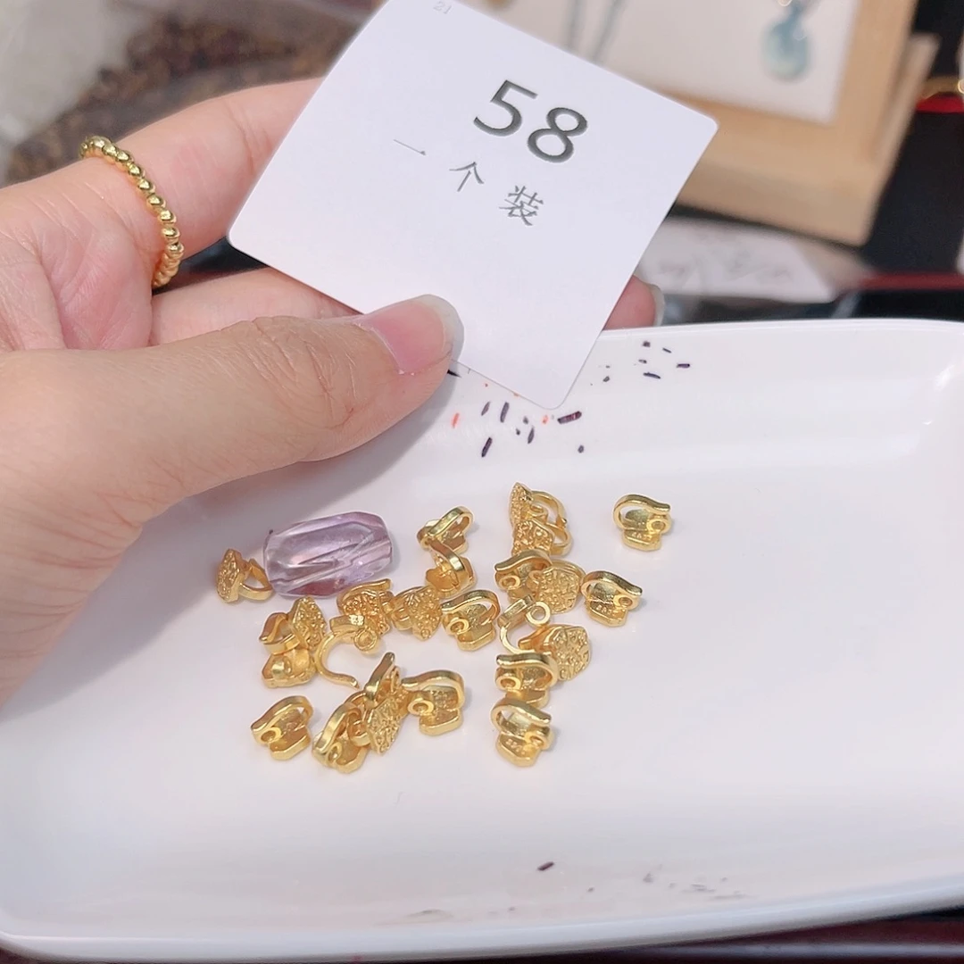 紫晶珠宝半成品银S925镀金镶嵌58