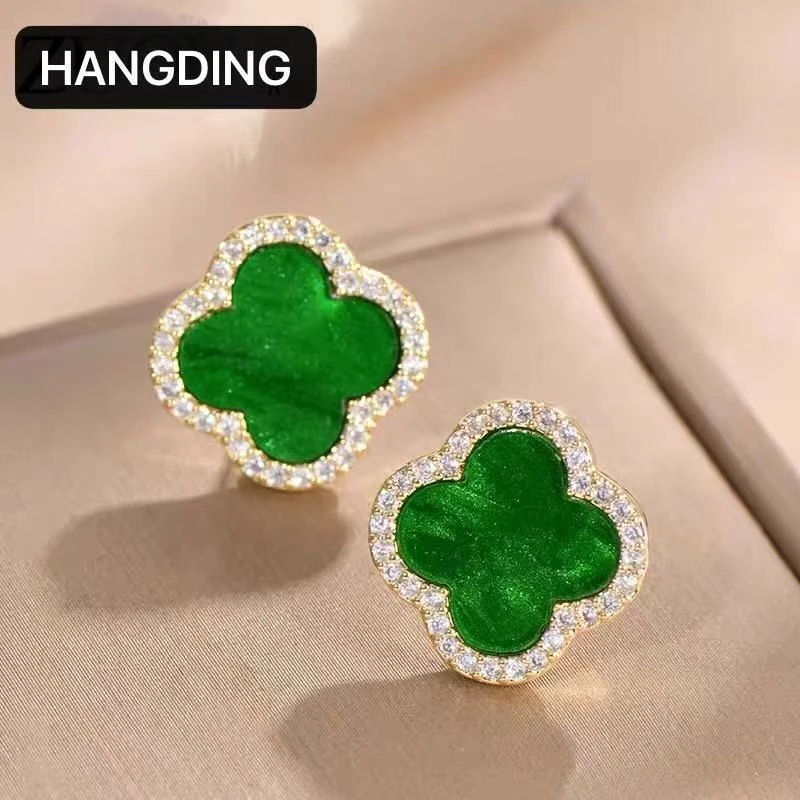 925银耳饰 秋冬百搭轻奢耳饰高级通勤新款气质百搭幸运四叶草耳钉