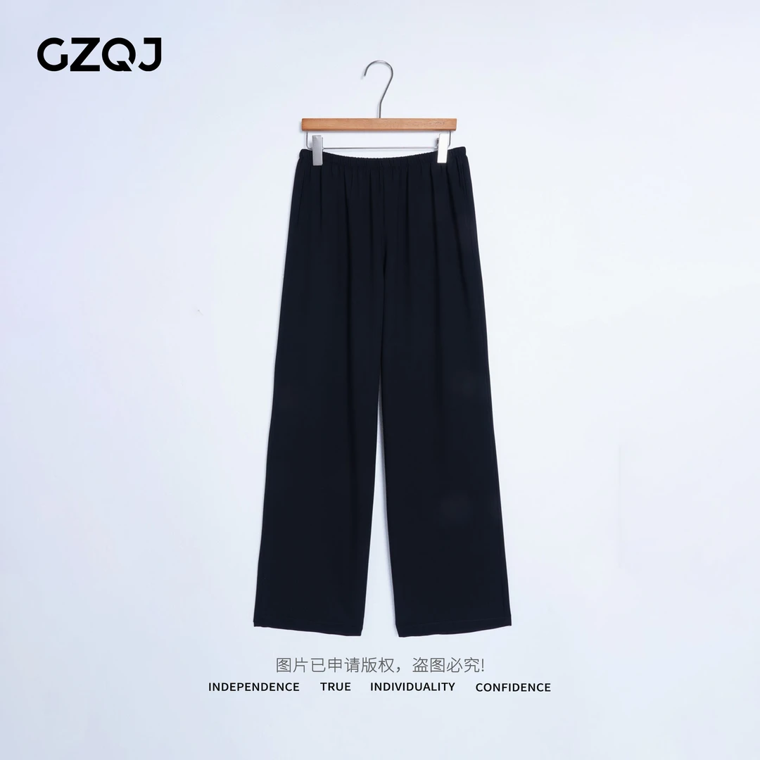 老琴私服【三醋酸裤子】欧若风简约直筒高腰休闲百搭显瘦长裤  1181