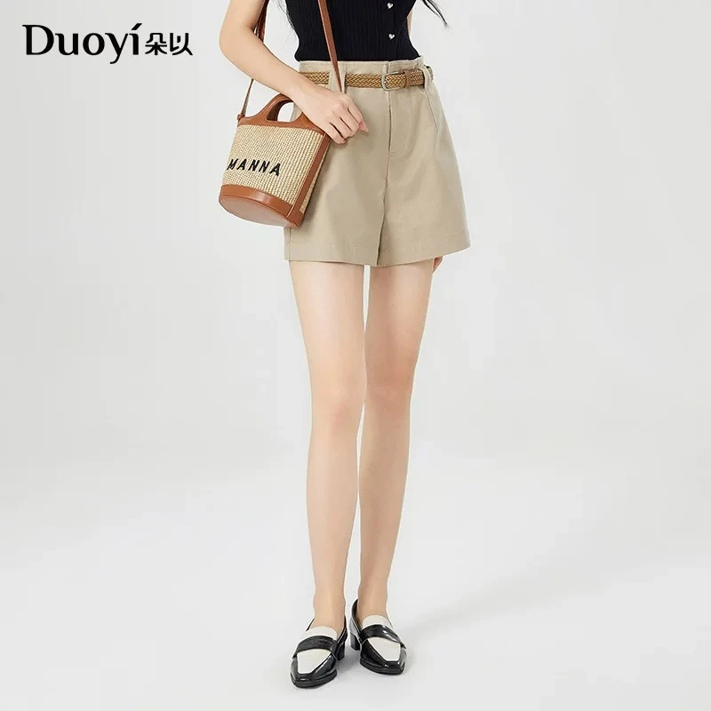朵以2024夏季新款文艺复古高腰宽松显瘦阔腿休闲短裤女39DX211009