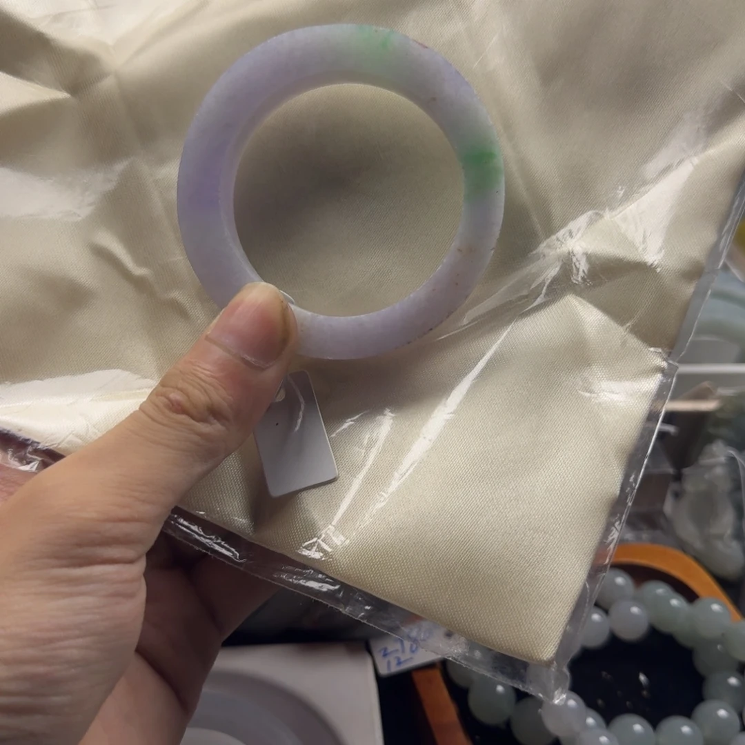未镶嵌翡翠手镯定制翡翠27 号有纹裂50-54圈细糯