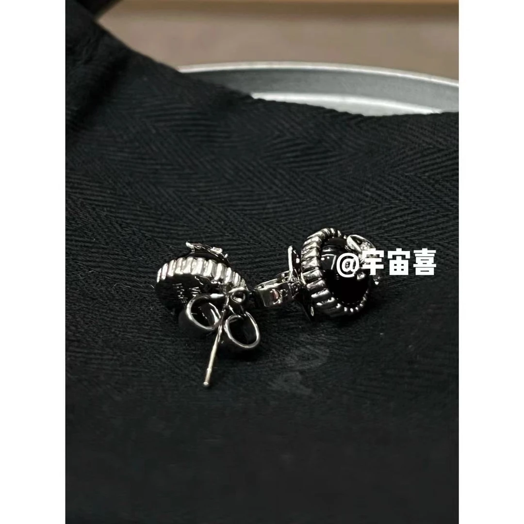 铜合金亚克力耳饰 E1-074【星球迷你小黑豆耳钉】