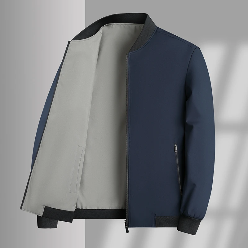 保罗双面穿立领夹克春秋棒球服休闲行政男装棉服外套