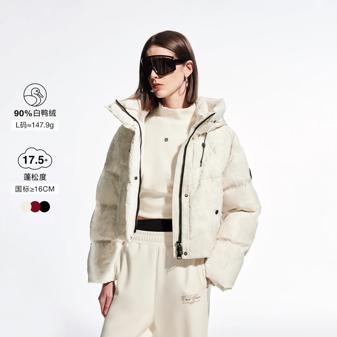 【90白鸭绒】ONLY秋冬热力感短款羽绒服女休闲保暖外套|124423065