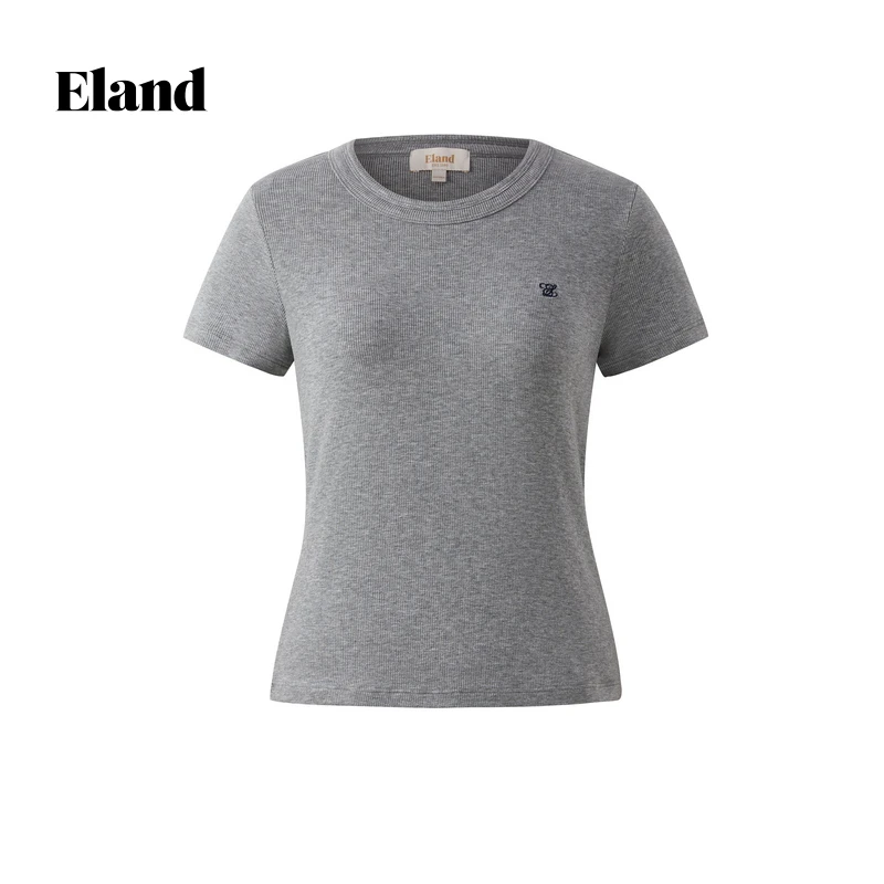 Eland衣恋T恤女圆领含莱赛尔简约短袖上衣舒适EERAF24Q92