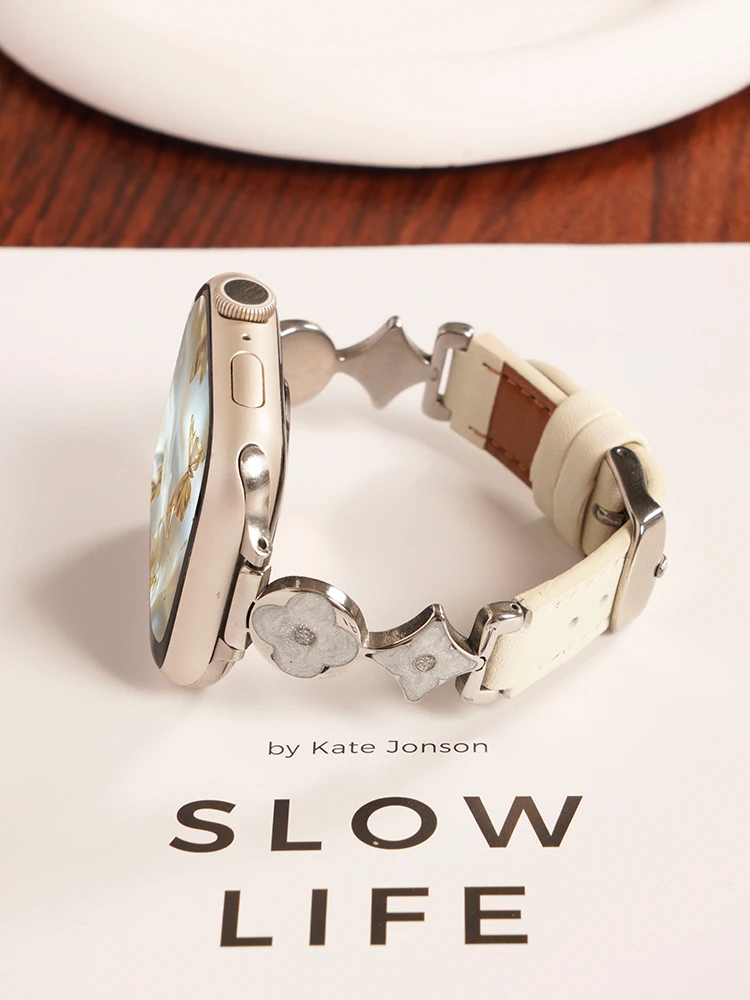 iwatchS10带拼皮质链条applewatch苹果s10苹果华为手表苹果表带
