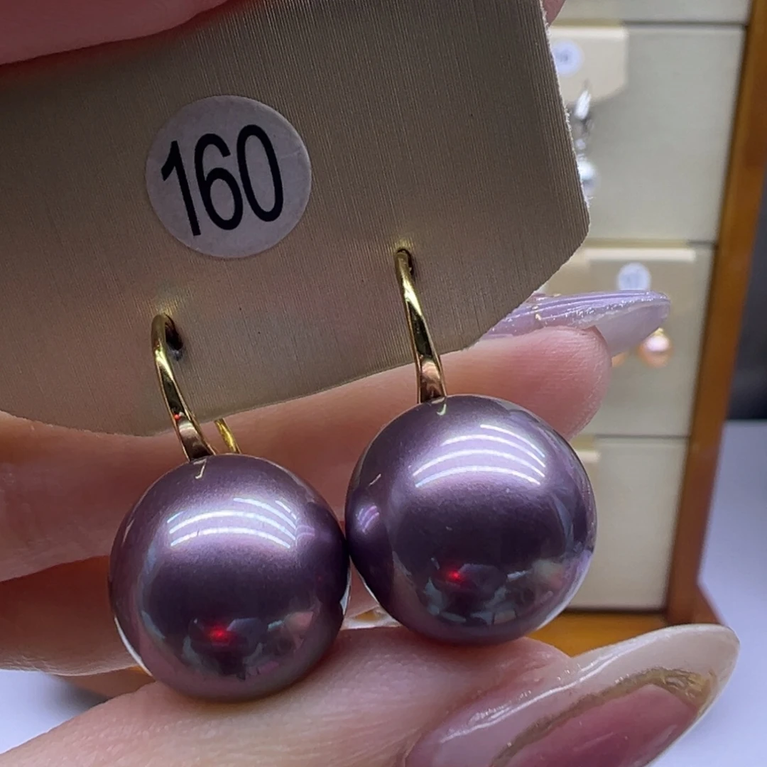 耳饰银S925镶嵌淡水珍珠