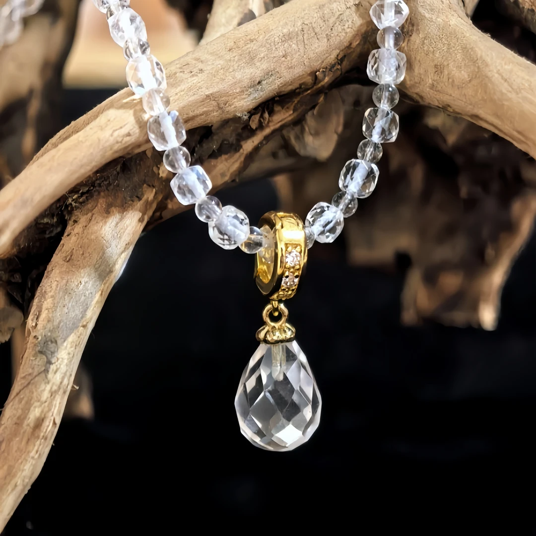 【水滴】天然白水晶项链女百搭项链可调节45cm【多样性发1】