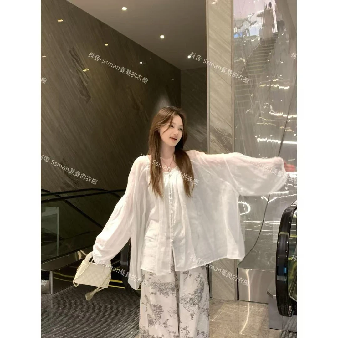 Ssman【100支苎麻 月光独白】夏季防晒衬衫气质长袖慵懒薄款设计感