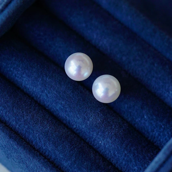 【潇冉冉珠宝】18K金akoya珍珠耳钉7-7.5mmYY多样性发一件