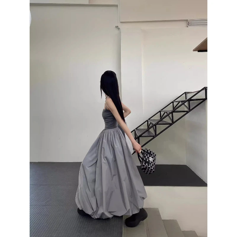 【大码】(M-6XL)美式慵懒运动风花苞半身裙女春夏季中长款蓬蓬裙