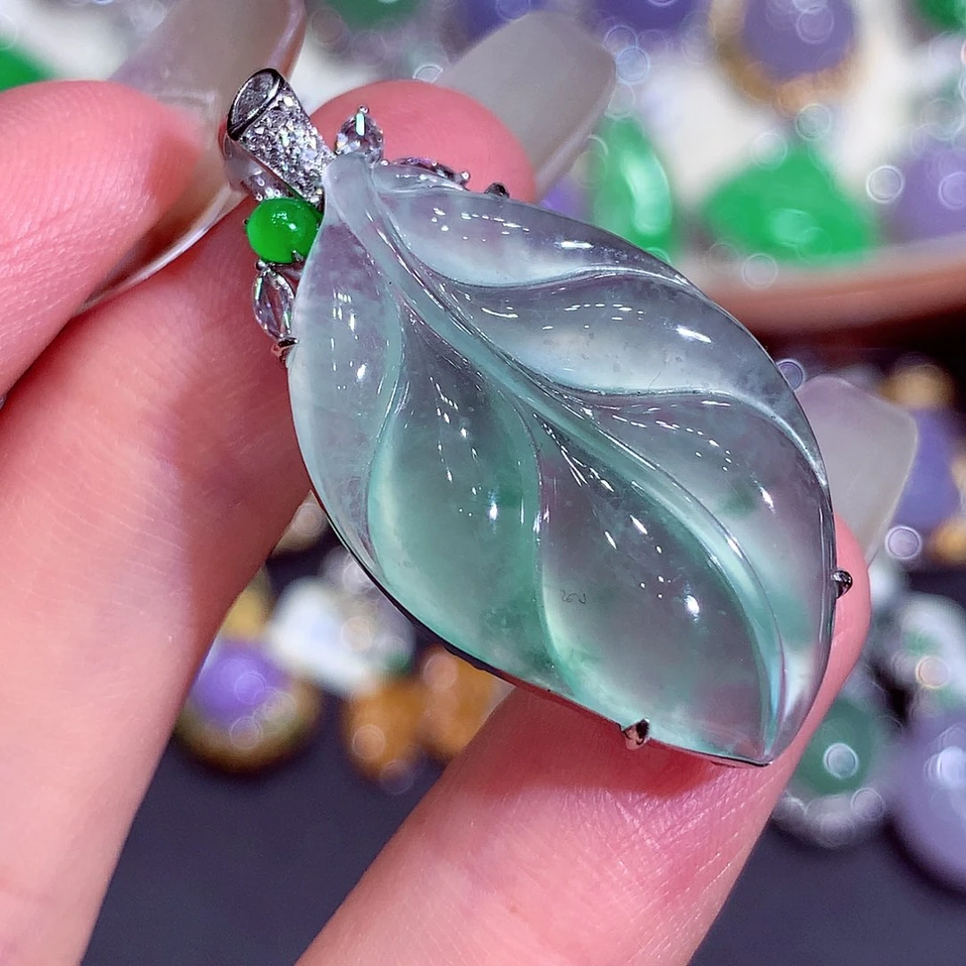 翡翠18K金镶嵌吊坠(不含链)